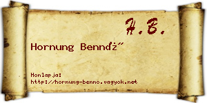 Hornung Bennó névjegykártya